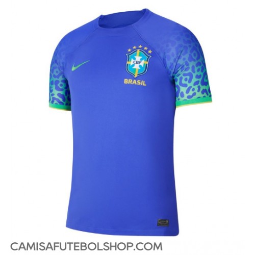 Camisa de time de futebol Brasil Replicas 2º Equipamento Mundo 2022 Manga Curta